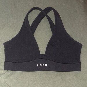 LSKD Black Cross-Strap Low-Impact Sports Bra